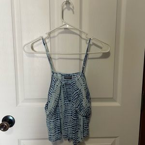 Blue tie dye flowey crop top